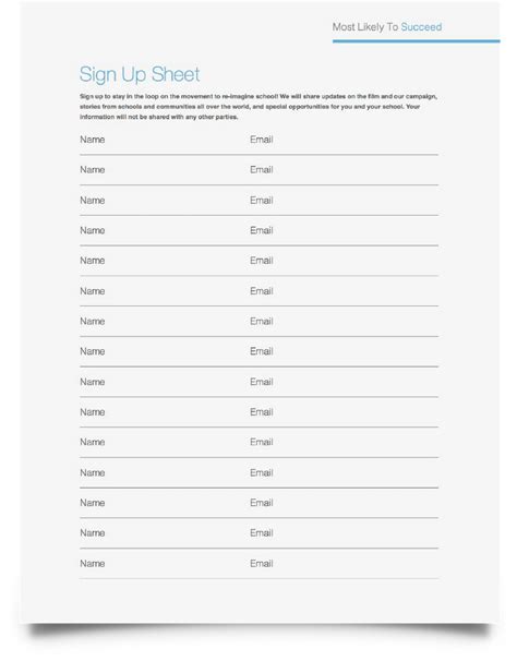 Sign Up Sheets — MLTS Screening Guide