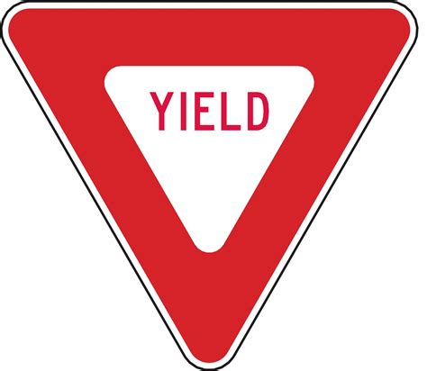 Sign for yield. Similiar / Same: relent, soften Within this category: truckle yield. How to sign: to wait for other traffic to pass by before proceeding "you only need to stop at a yield sign if other cars are present", "when making a turn, … 