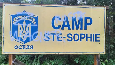 Sign outside Quebec Ukrainian summer camp vandalized with pro-Russian graffiti