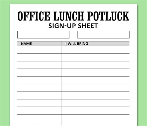 Sign up Lunch Sheet - Etsy