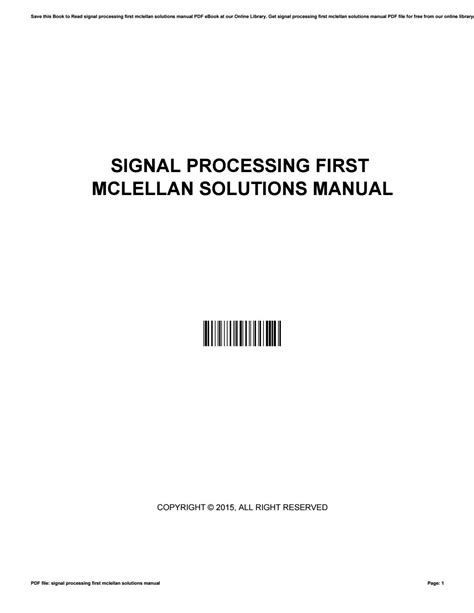 Signal processing first mclellan solutions manual. - Manual for hobart cyber tig 300.