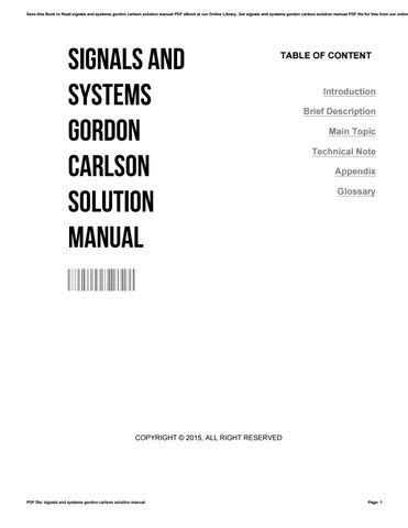 Signals and systems gordon carlson solution manual. - Funzionamento e modellizzazione del manuale della soluzione transistor mos.