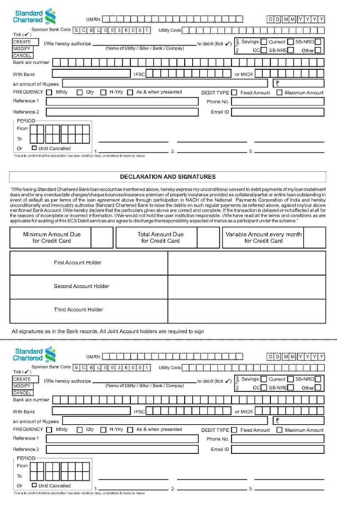 Signature Mandate Form – Standard Chartered Nigeria