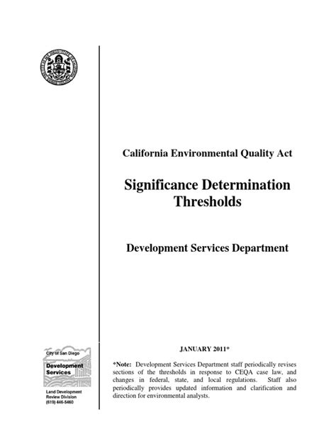 Significance Determination Thresholds - San Diego