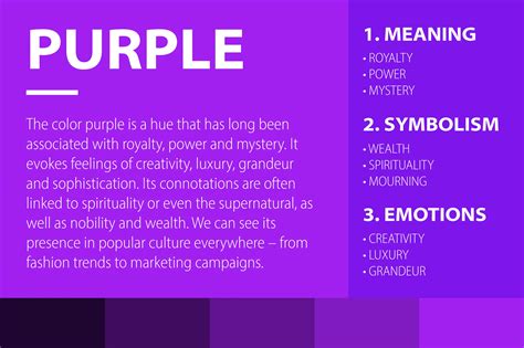 Significance of colour purple. Purple, however, means more than just a color. It means grasping all of life's potential, such as singing, dancing, and living joyfully. The title is significant because it points to the happy ... 