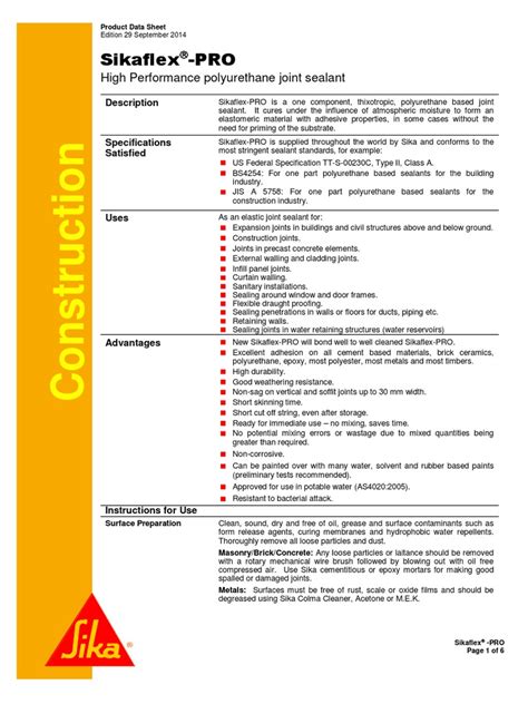 SikaFlexPro Data Sheet Paint Adhesive
