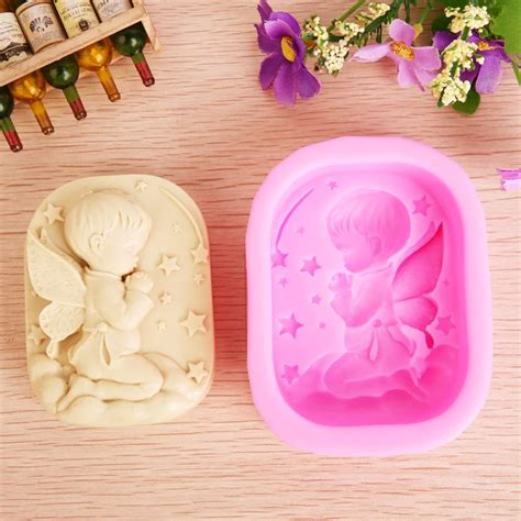 Silicone Candle Moulds, 3D Boy/Girl Praying Angel Silicone