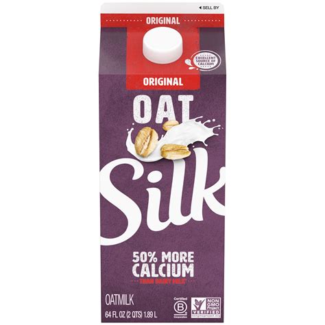 Silk oat milk. Treat yourself to Silk Extra Creamy Oatmilk. Made with oats grown by Mother Nature, this plant based milk offers a rich and smooth taste.* Every serving of this non dairy milk has Vitamins A and D with Vitamins B2 and B12 to help your body turn food into energy and 50% more calcium than dairy milk.** *See Nutrition Facts for sugar and calorie content. 