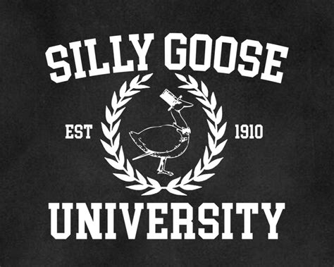 Silly goose university. Our unisex Silly Goose University T Shirt is: 100% comb-spun cotton- cotton fibers are spun and combed to remove impurities and create a noticeably finer and more luxurious quality Soft, worn-in feel, like one of your favorite shirts Designed and printed in the US, not another dropship company CARE: Machine wash, hang 