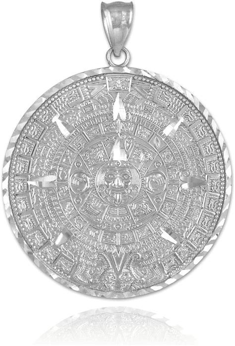 Silver Aztec Calendar Pendan