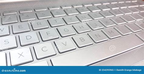 Silver Laptop Keyboard with Letters and Numbers Stock Image Image of