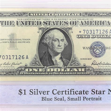 Silver certificate star note. 1934 $10 Fr 2308* Silver Certificate Star Note Mismatched Serial Numbers. PMG Choice About Uncirculated 58 EPQ: $150: $1,250: 1: About Uncirculated: $25,850: 1934B $10 Fr 2308* Silver Certificate Star Note Gem Crisp Uncirculated: $75: $950: 1: Gem Uncirculated: $25,300: 1934 $10 Fr 2004-C Serial Number One Light Green Seal … 