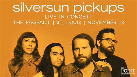 Silversun pickups tour. Nov 6, 2022 · General on-sale begins Friday, July 29th at 10am local. VIP packages will be available to purchase during the fan pre-sale and at the general on-sale, which includes a pre-show soundcheck party with us, limited edition & signed lenticular Physical Thrills Tour poster, a specially designed SSPU tote bag, commemorative VIP laminate, and more. 