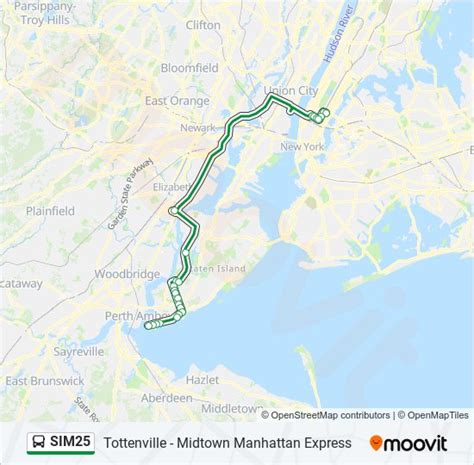 The SIM25 bus line (Tottenville - Midtown Manhattan Express) has 2 routes. For regular weekdays, their operation hours are: Midtown Via 42 St Via Madison Av: 4:35 AM - 9:00 …. 