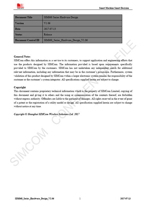 Sim868 hardware design.  Introduction This document describes SIM868 hardware interface in ...
