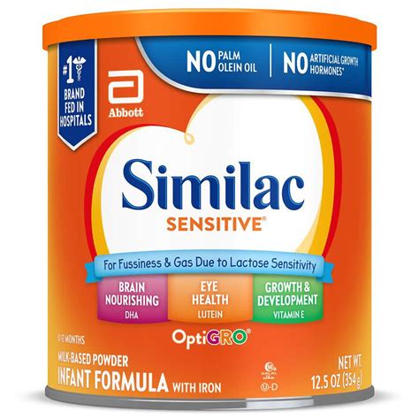 Similac Sensitive* is an easy-to-digest, milk-based infant formula designed for sensitive tummies. It's complete nutrition for fussiness,† gas,† or mild spit-up ...