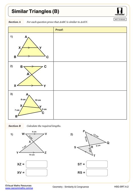 Similar Triangles (B) Worksheet Fun and Engaging Geometry PDF