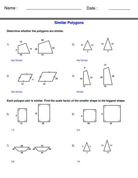 Similar polygons worksheet answer key.  If polygons are similar then what do yo...