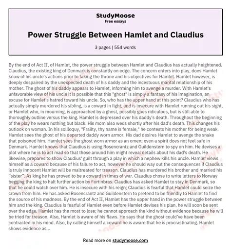 Similarities Between Hamlet And Claudius - 992 Words Bartleby