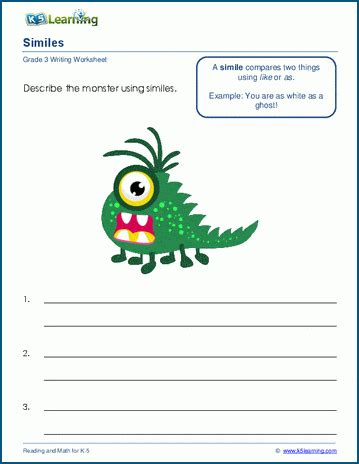 Similes Worksheets K5 Learning