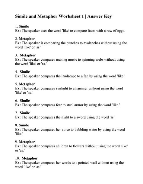 Similes Worksheets Simile Worksheet Similes And Metaphors Figurative Language Worksheet
