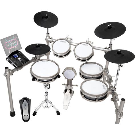 Simmons 1250 drum set. The Simmons SD1250 electronic drum kit includes mesh drum pads for the snare, tom, floor tom, and bass drum, which deliver a natural playing feel and ultra-quiet response. The tension on each drum pad is fully adjustable to suit any playing style. The mesh drum heads have a wide dynamic range to capture subtle strokes and rimshots. 
