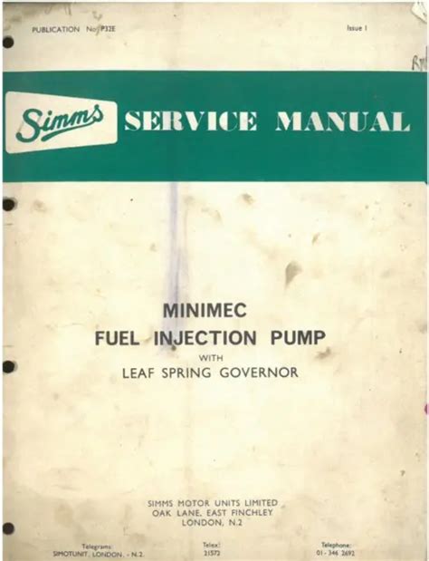 Simms minimec fuel injection pump manual. - Nurse managers guide to an intergenerational workforce.