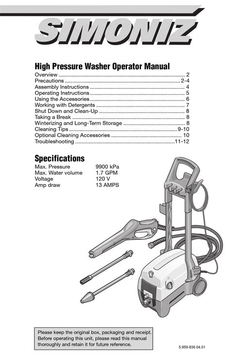 Simoniz Pressure Washer Parts Manual 1500 Pdf Copy - elk1.leiki