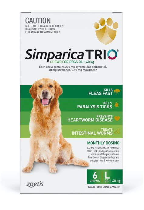 Simparica kills adult fleas, and is indicated for the treatment and prevention of flea infestations, and the treatment and control of tick infestations from lonenstar ticks, Gulf Coast ticks, American dog tick, black-legged ticks and brown dog ticks for one month in dogs 6 months of age or older and weighing at least 2.8 pounds. . 