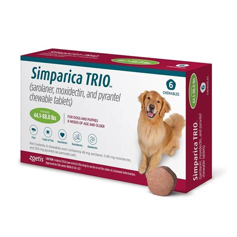 Simparica Trio Chewable Tablets for Dogs 88.1-132 lbs Brown, 6 Month Supply at PetSmart. Shop all pharmacy flea & tick online 