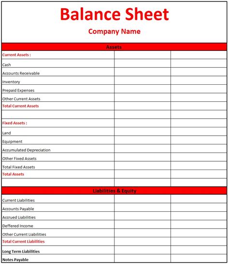 Simple Balance Sheet Template