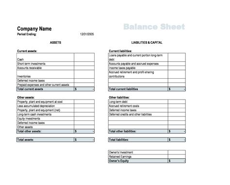 Simple Balance Sheet Template Simple Balance Sheet