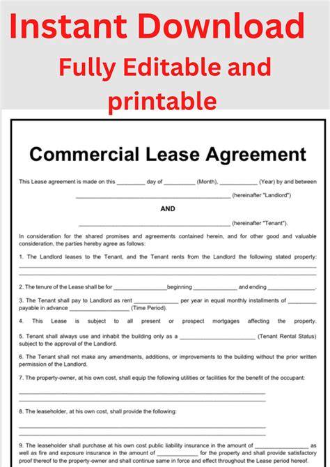 Simple Commercial Lease Agreement Template