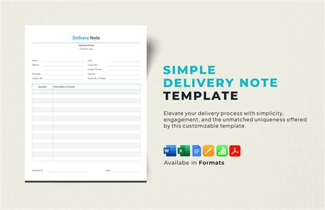 Simple Delivery Note Template Excel Word Apple Numbers Apple Pages Template Net