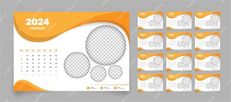 Simple Designed 12 Pages Desk Calendar of 2024 with Accurate Date