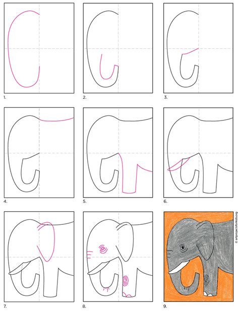 Simple Easy methods to Draw an Elephant for Children Tutorial Video