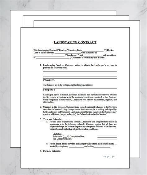 Simple Editable Landscaping Contract Template Word File Etsy UK