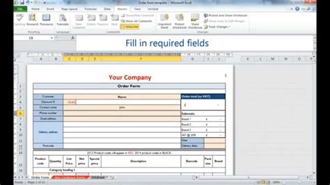Simple Excel Order Form YouTube