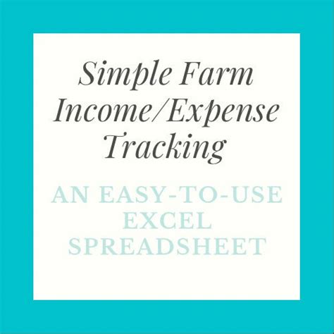 Simple Farm Tracker Excel Spreadsheet File Etsy