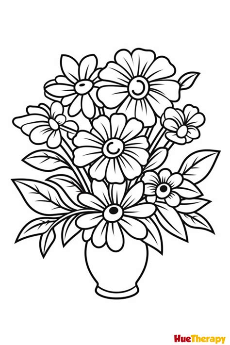 Simple Flower Coloring Pages For Adults