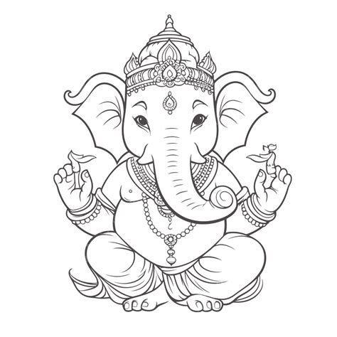 Simple Ganesha Coloring Pages