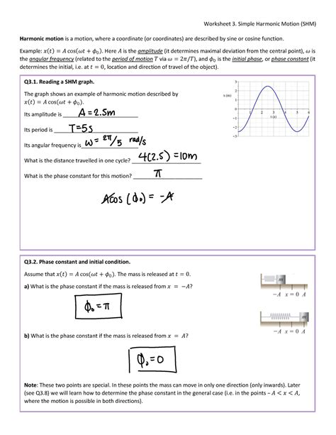 Simple Harmonic Motion Worksheet Answers