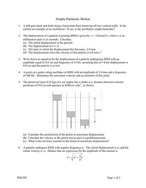 Simple Harmonic Motion Worksheet Answers Worksheet List Gambaran