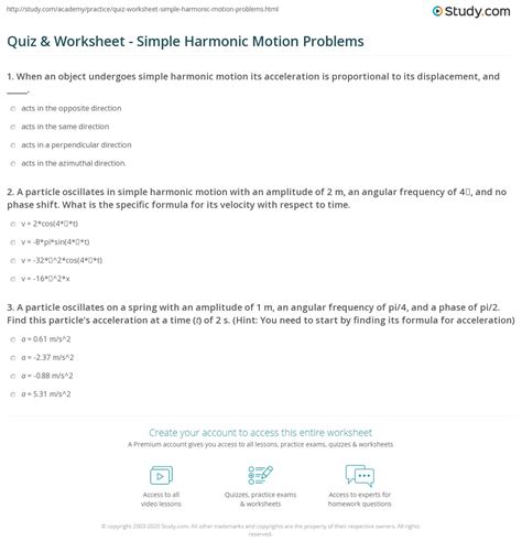Simple Harmonic Motion Worksheet Answers Worksheet Resume Examples