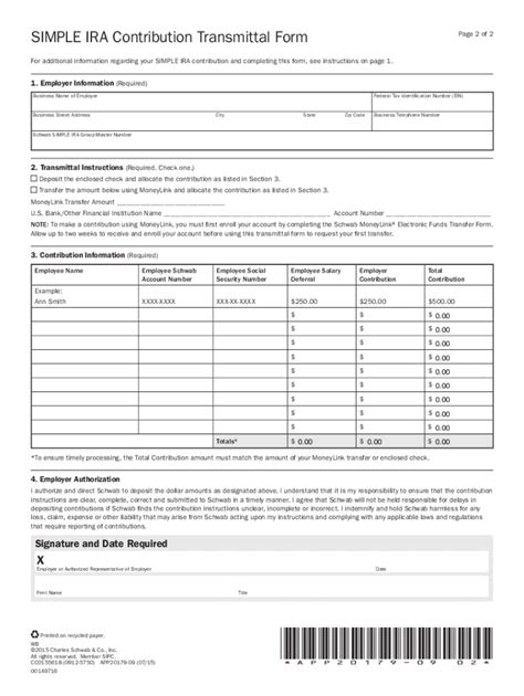 Simple IRA Contribution Transmittal Form 20152022 Fill and Sign