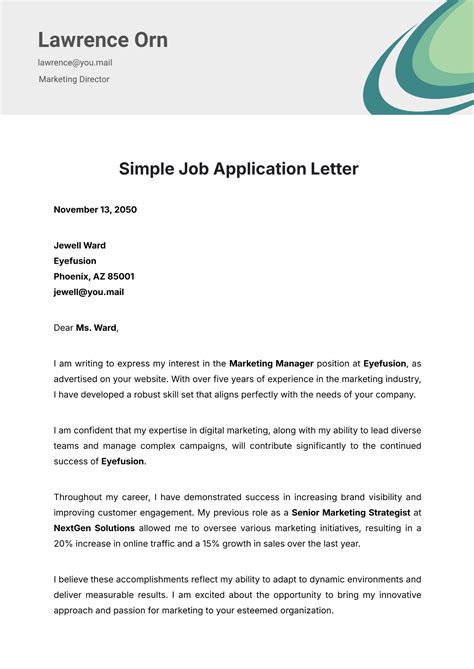 Simple Job Application Letter