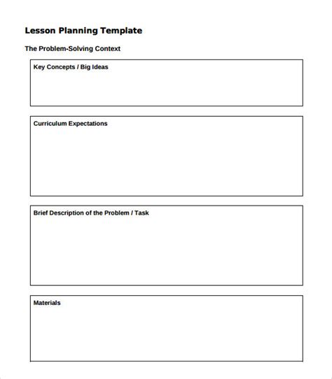 Simple Lesson Plan Template Word