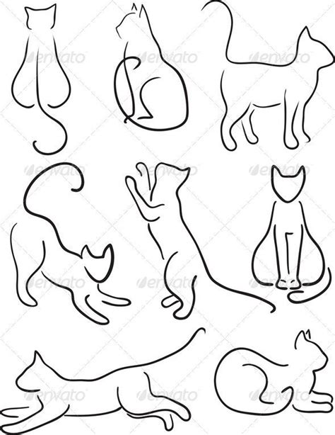 Simple Line Drawings, Easy Drawings, Simple Cat Drawing, Cat Silhouette