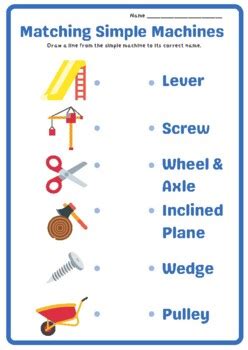 Simple Machines Matching Worksheet