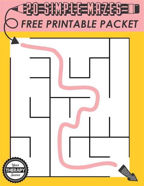 Simple Mazes Free PDF Packet Your Therapy Source